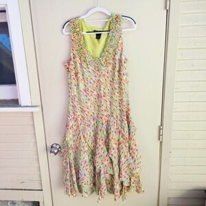 Robbie Bee Signature Multicolor Ruffle Clown Dress Size 14